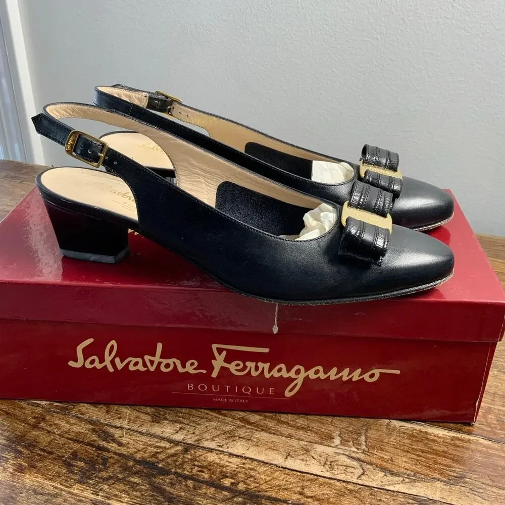 Salvatore Ferragamo Calotta‎ Slingback Vintage pumps size 7 AA